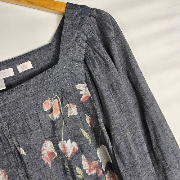 LC Lauren Conrad Floral Dark Gray and Pink Blouse Size L - Picture 3 of 12
